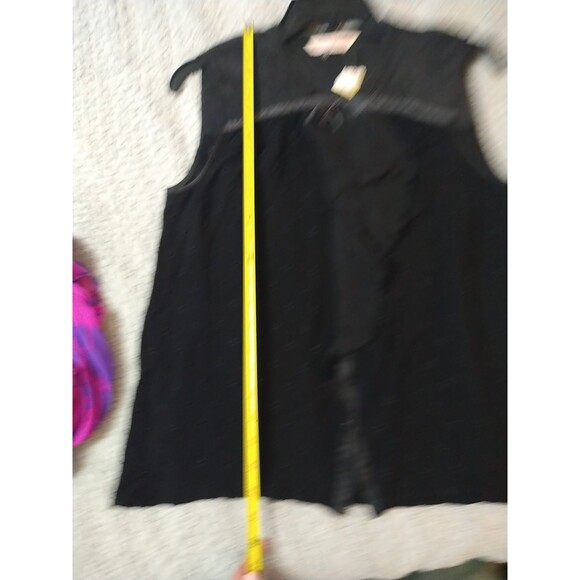 Rebecca Taylor Sleeveless Eyelet Ruffled Tie Blouse Sz 8 Black Boho Cottage Core - Picture 8 of 10